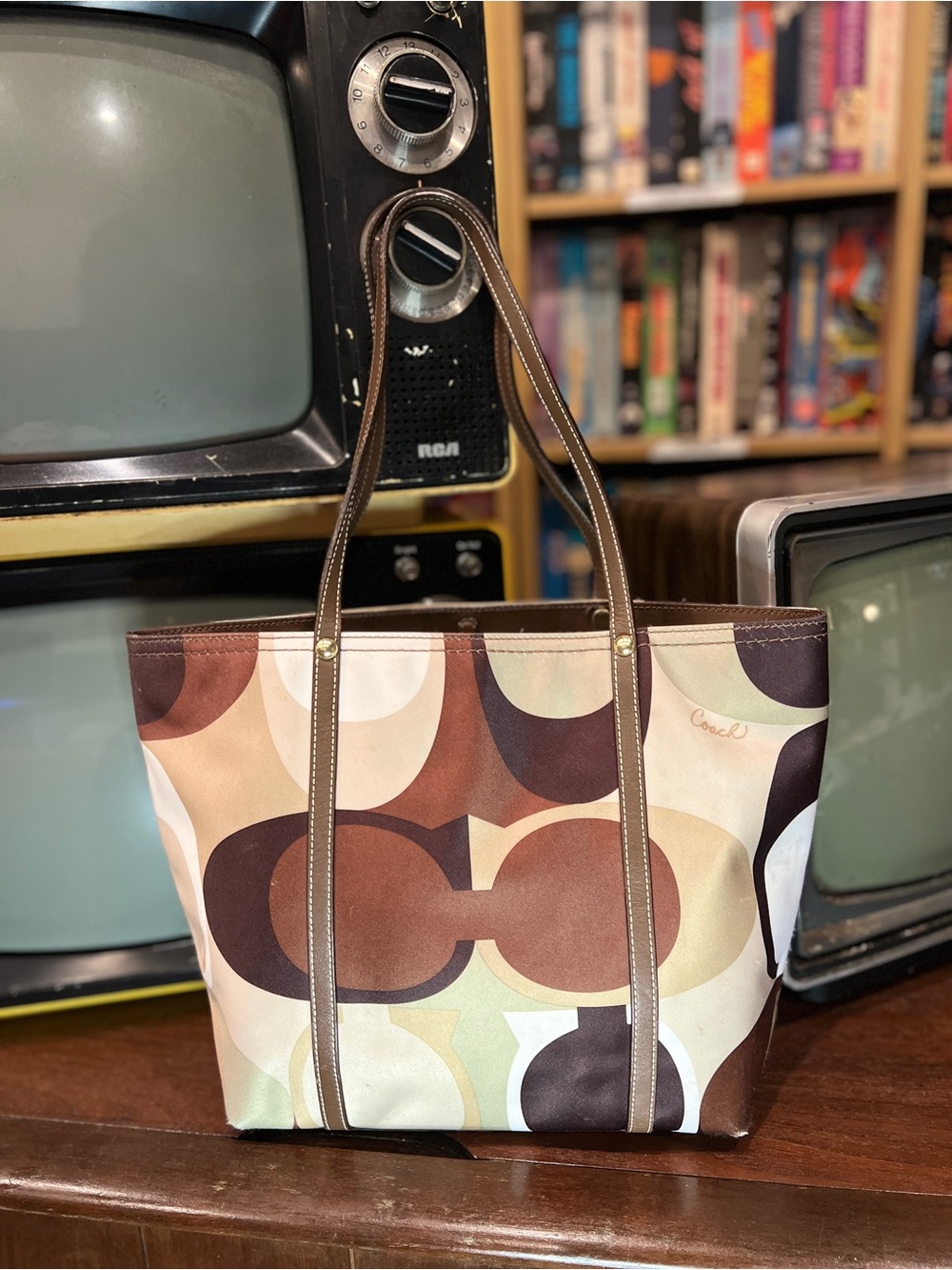 Coach Vintage Y2K Glam Maxi C Tote Op Art satin bag